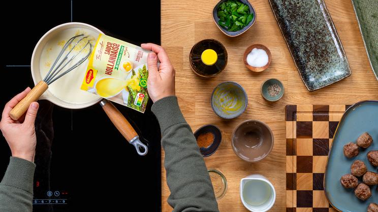 Spargel Auflauf mit Hackfleisch Bällchen